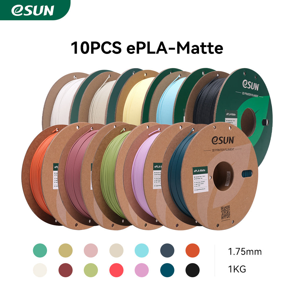 eSUN Verbessertes ePLA-Matte 1,75 mm 3D-Filament 1 kg – Papierrolle 10 Stück
