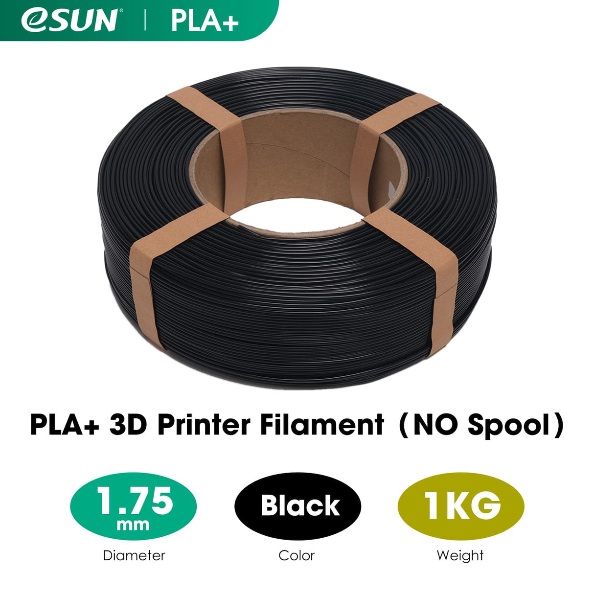 eSUN PLA+ 1.75mm Filaments Refill No Spool& Reusable Spool