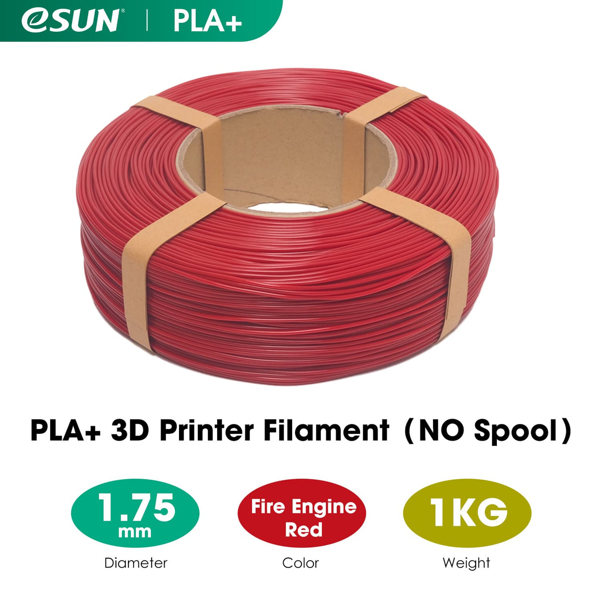 eSUN PLA+ 1.75mm Filaments Refill No Spool& Reusable Spool